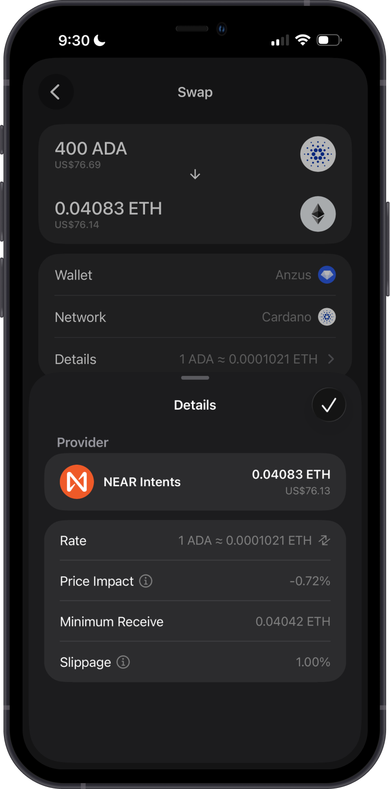 Review Cardano to Ethereum Swap