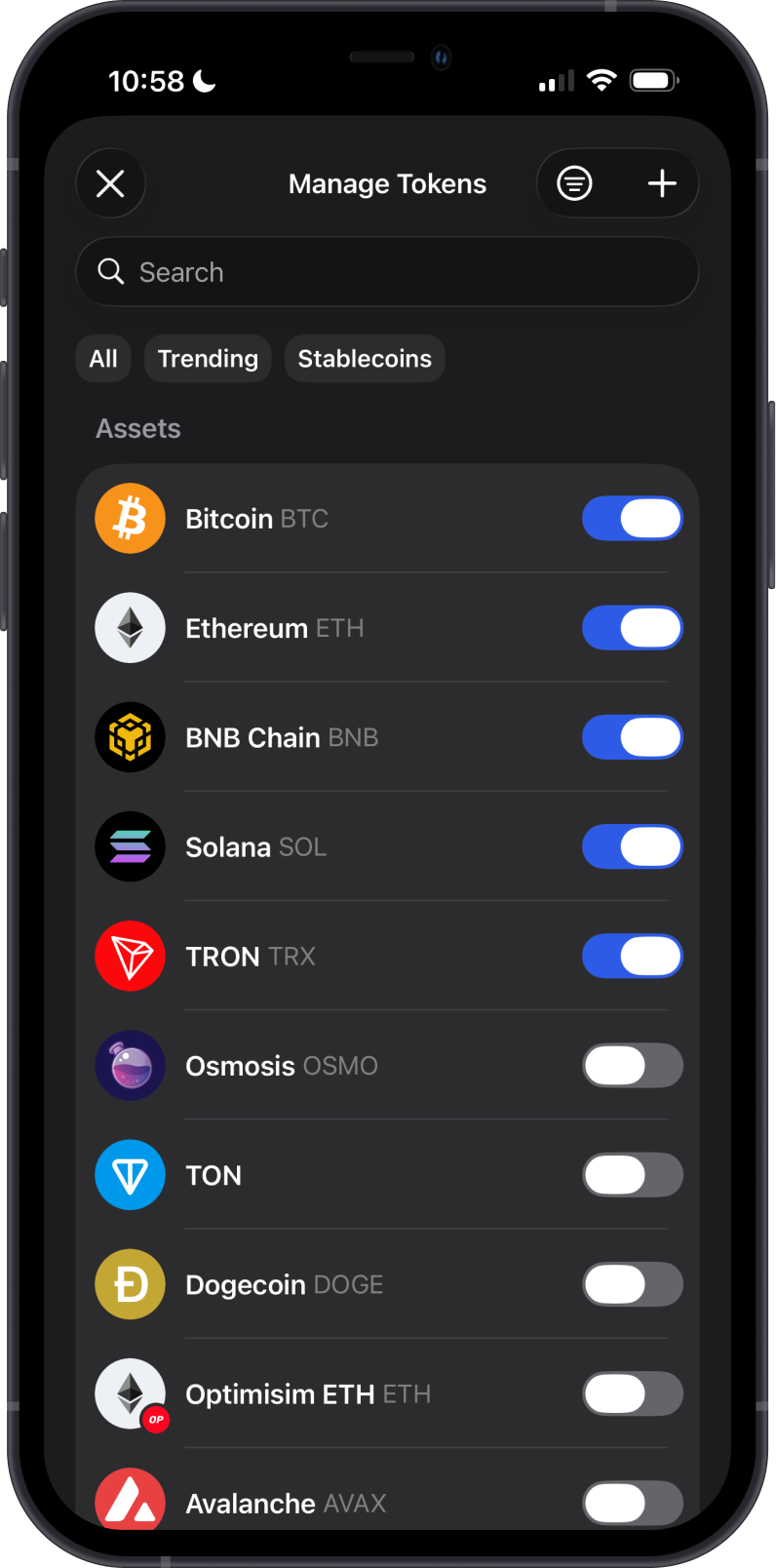 Manage Token List