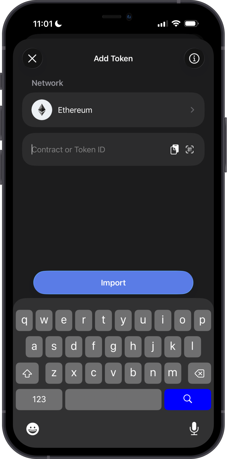 Add Token Screen