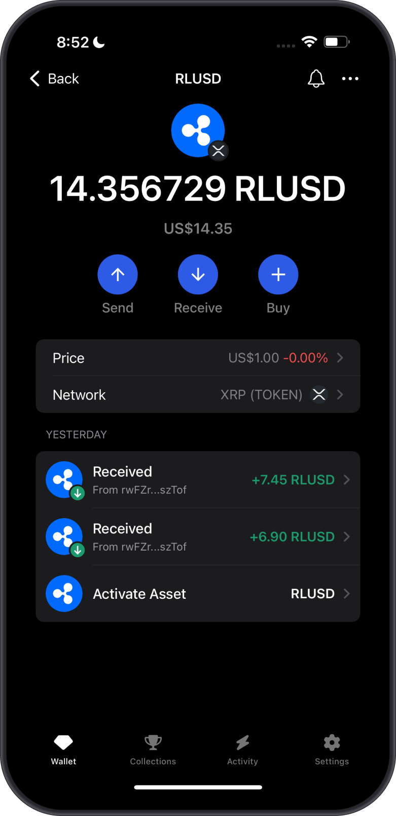 XRP Asset on Gem Wallet