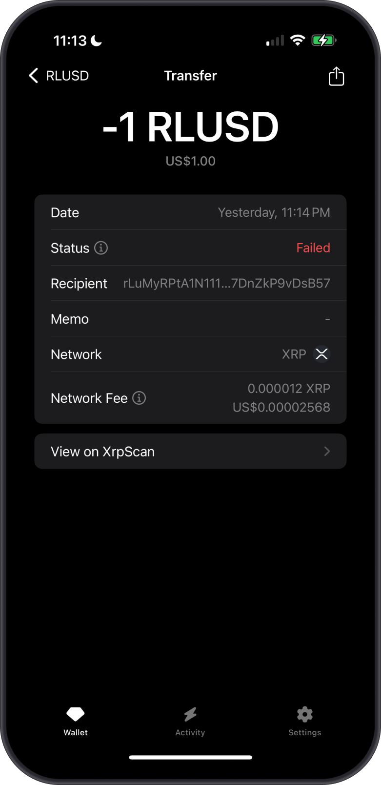 Failed Transaction