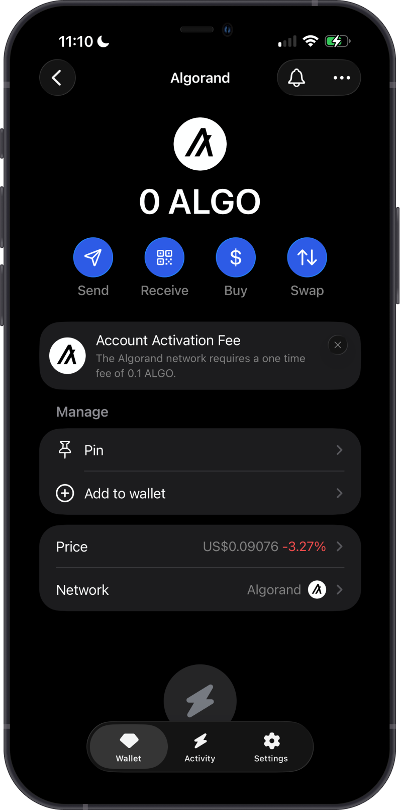 Add an Algorand wallet