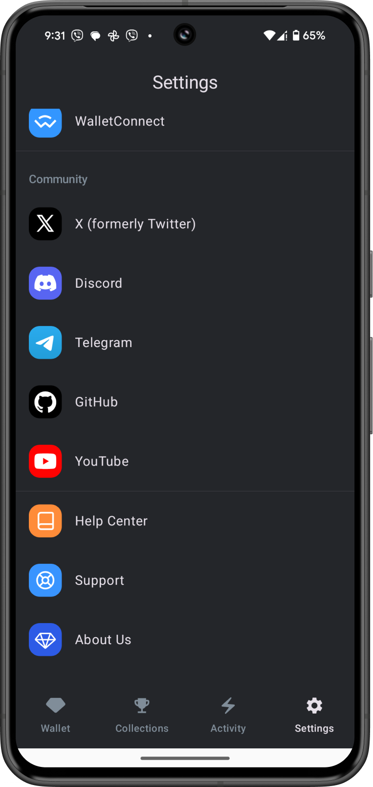 Android Version Settings Tab