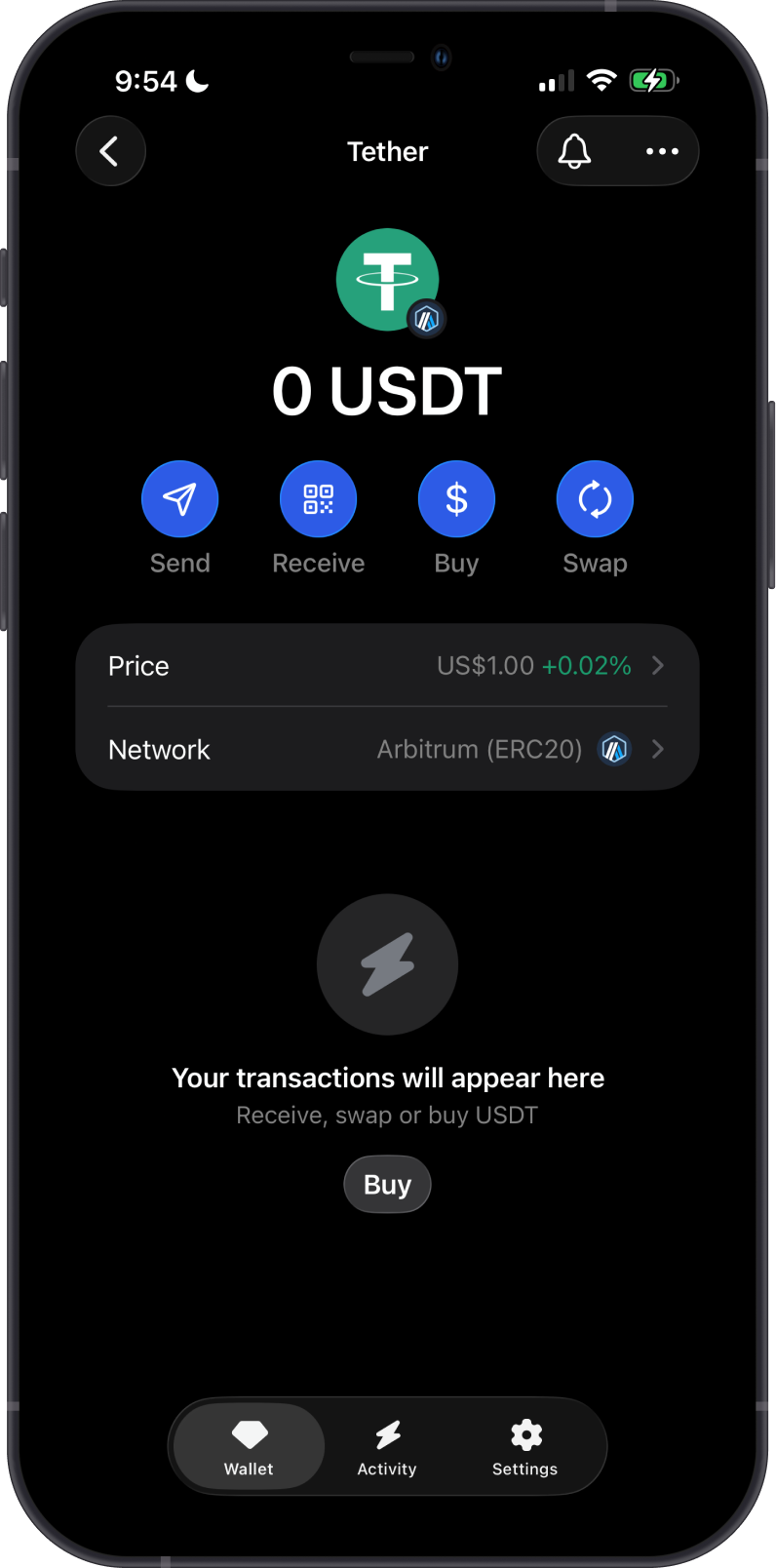 Arbitrum ERC20 Token on Gem Wallet