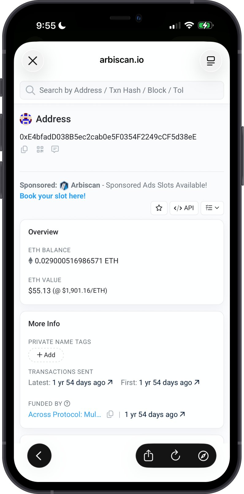Arbitrum Balance on ArbiScan