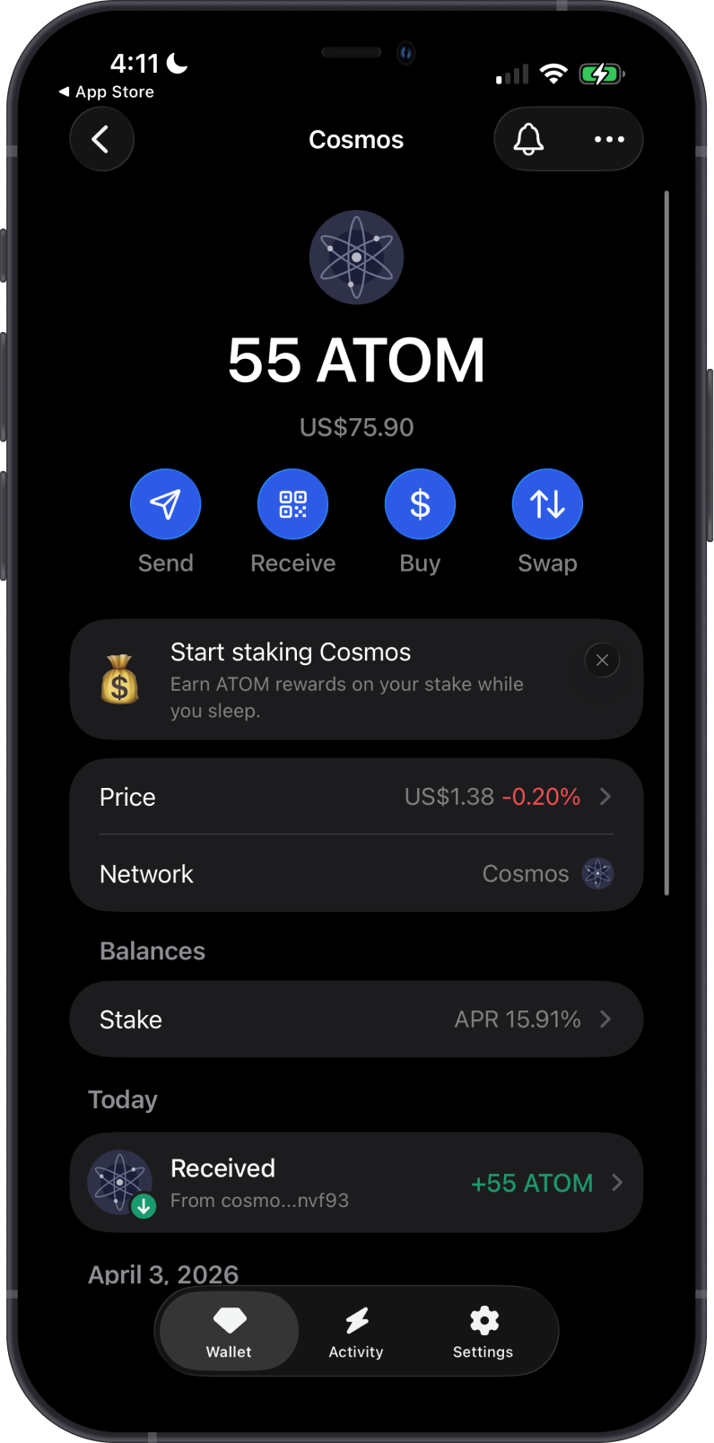 Cosmos on Gem Wallet