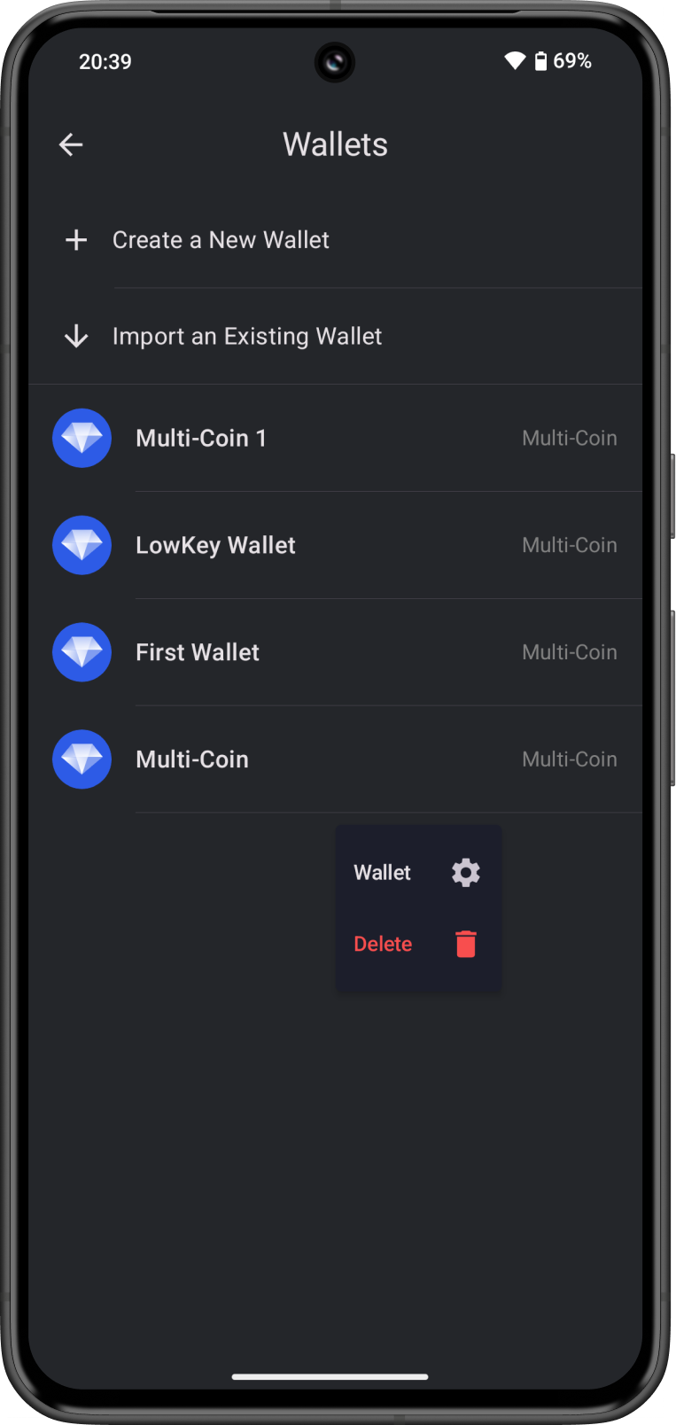 Choose Wallet to Backup