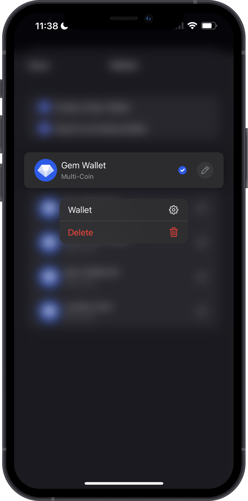 Tap and Hold Wallet to Backup