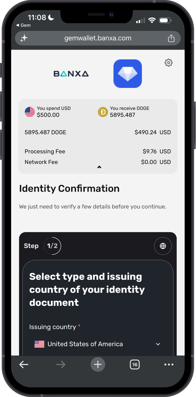 Banxa Buy Screen