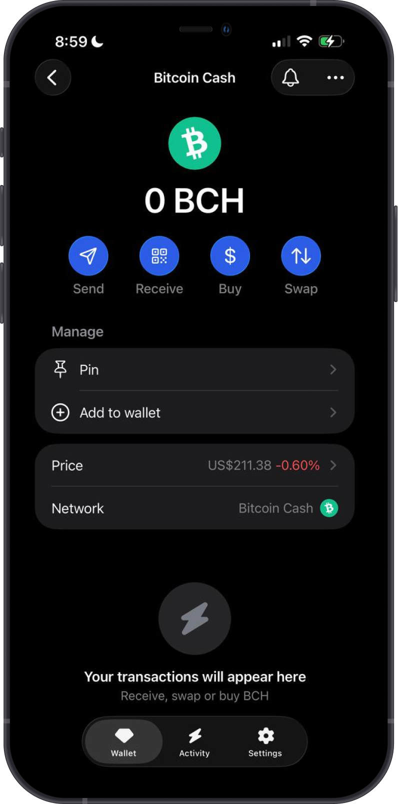 Add Bitcoin Cash Wallet