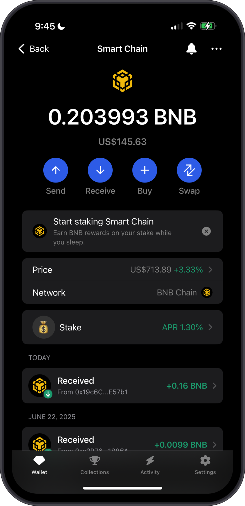 BNB on Gem Wallet