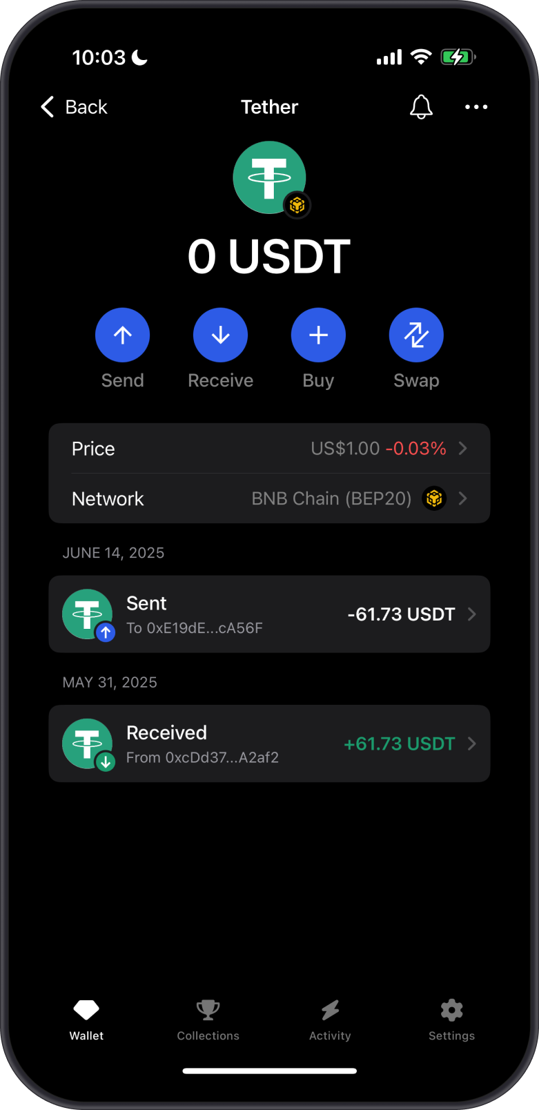 Receive BEP20 Tokens with Gem Wallet