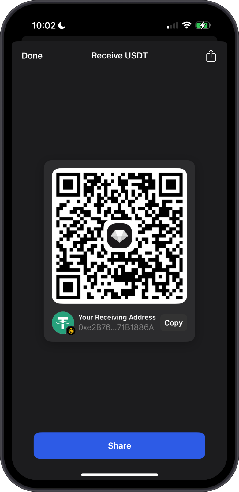 USDT BEP20 Address on Gem Wallet