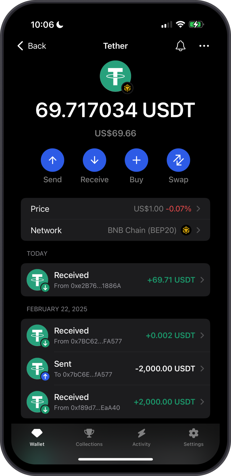 Input BNB Address