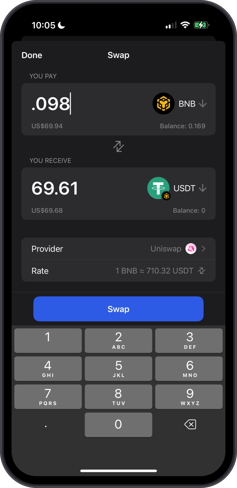 Swap BNB to BEP20 tokens
