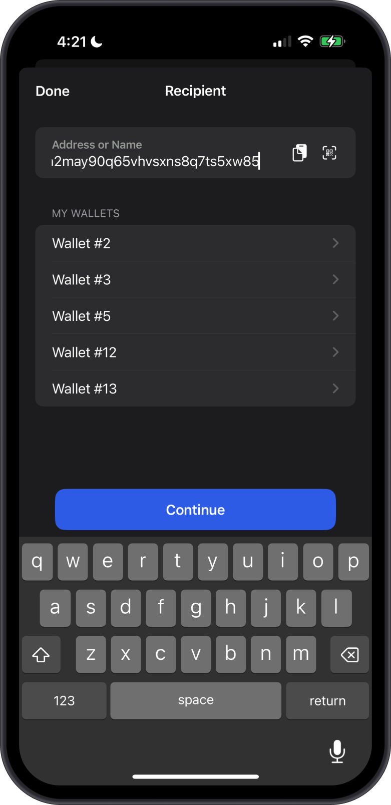 Input Recipient Bitcoin Address