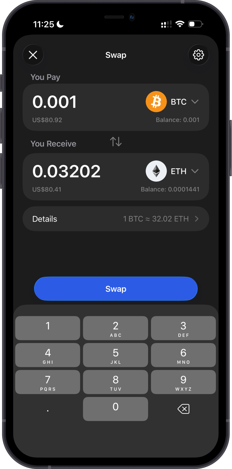 Cross-chain swap from BTC to ETH