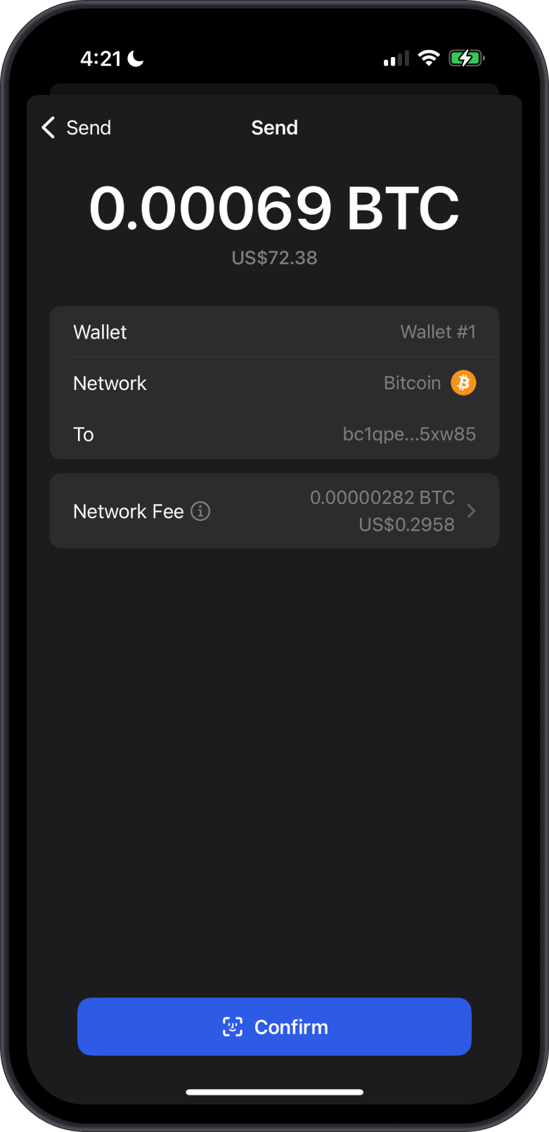 Confirm Bitcoin Transaction
