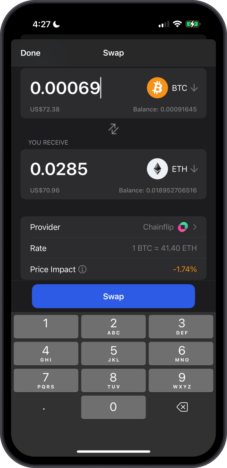 Receive Bitcoin with Gem Wallet