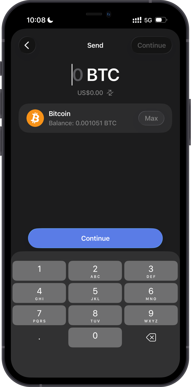 Enter the Bitcoin Amount