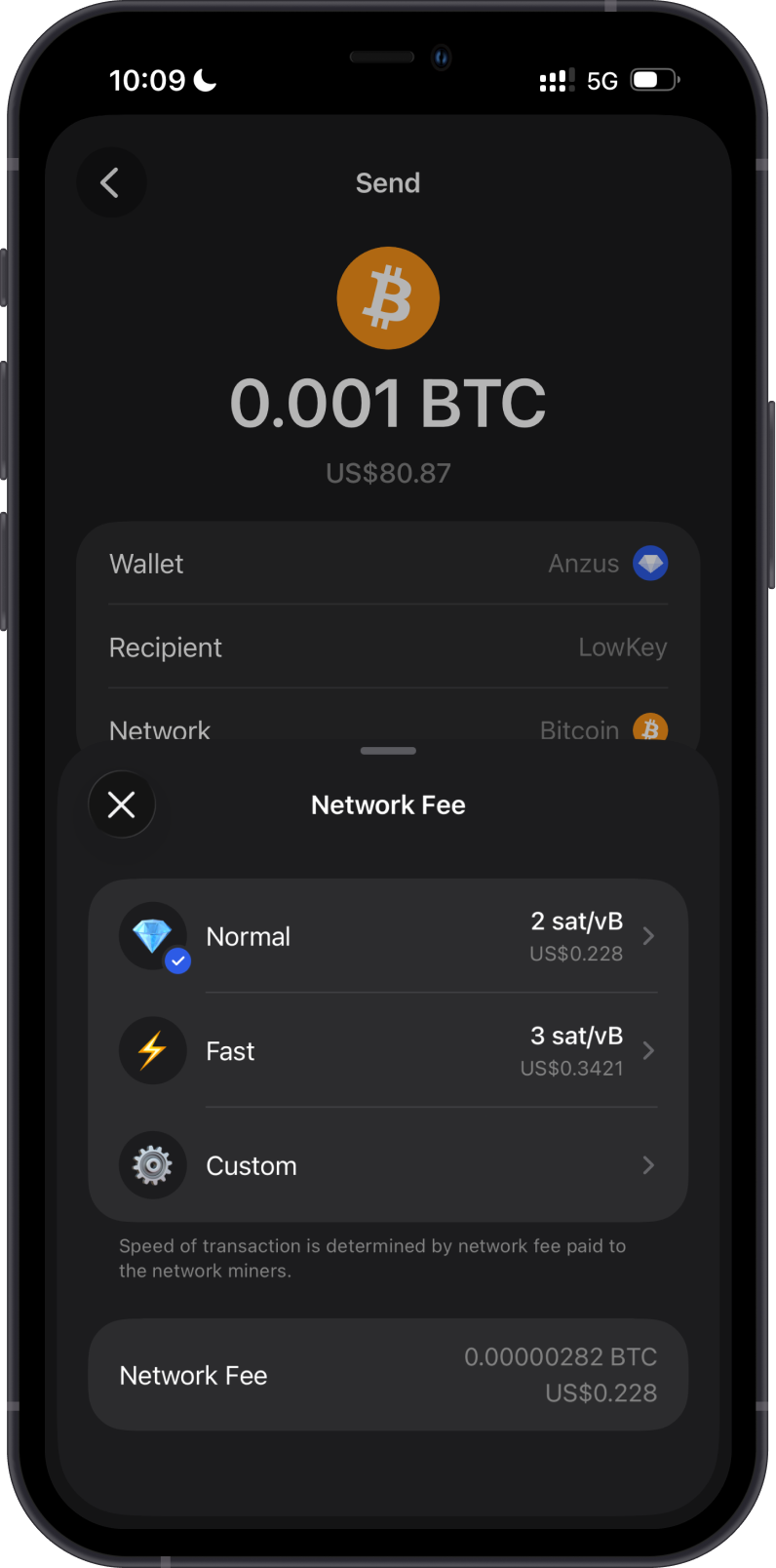 Bitcoin Network Fee Options