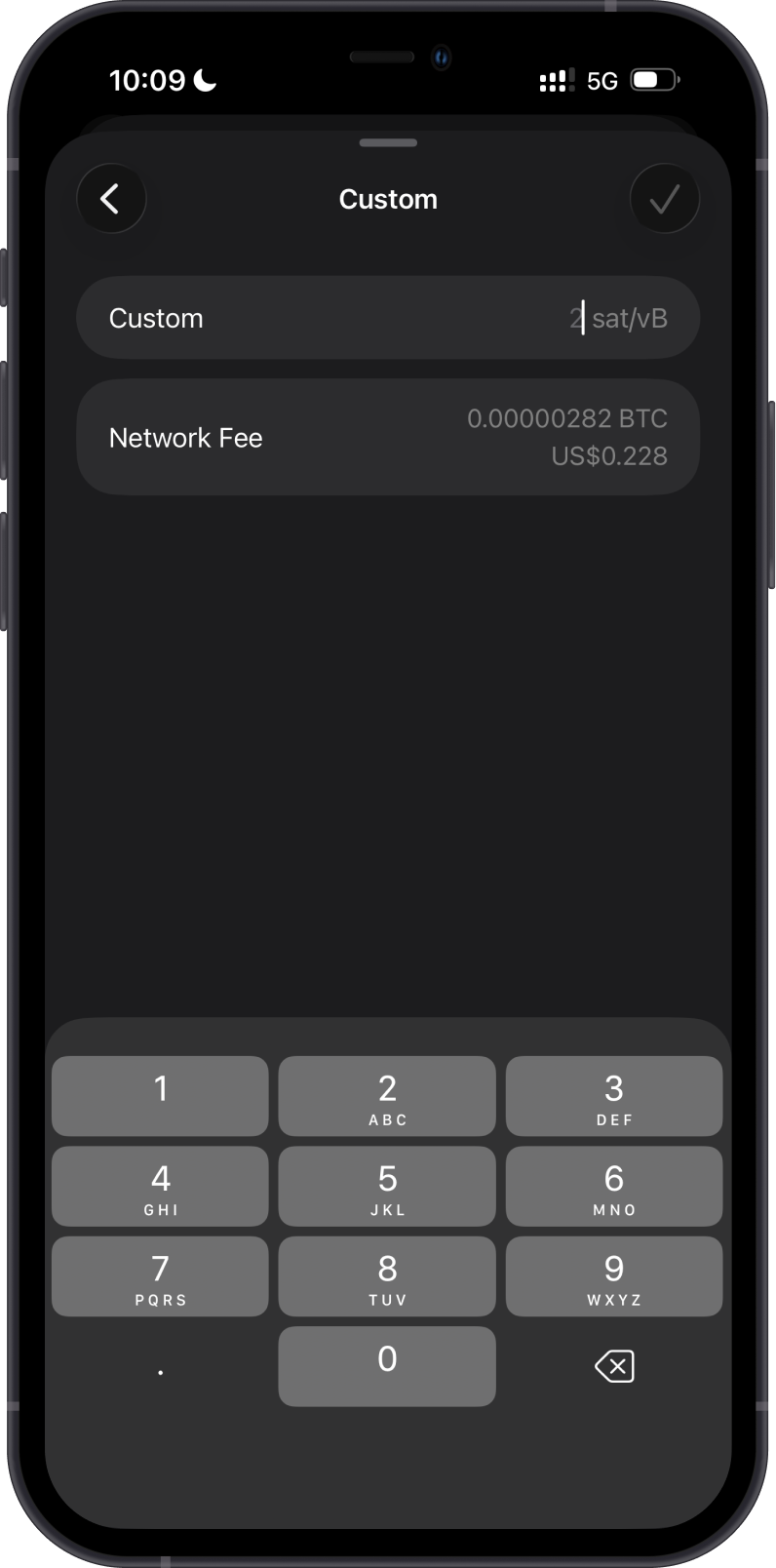 Enter a Custom Bitcoin Fee Rate