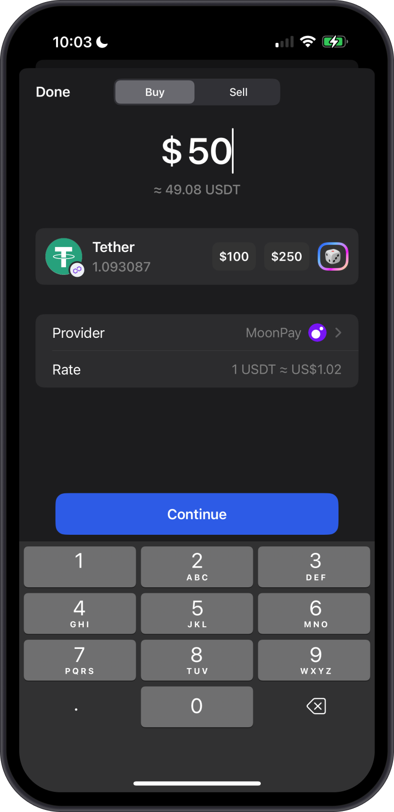 Buy USDT