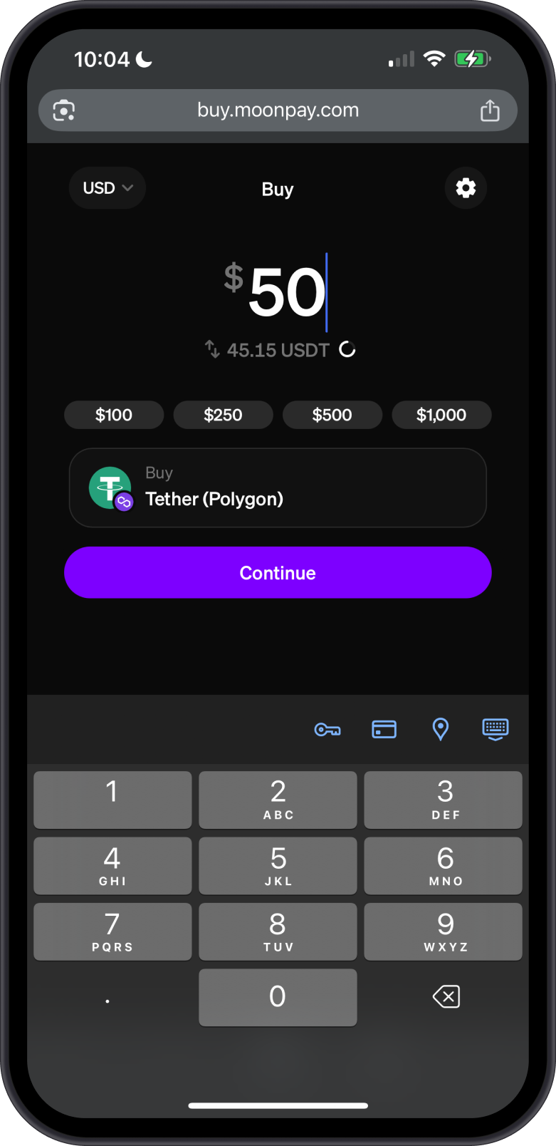 Input USDT Amount