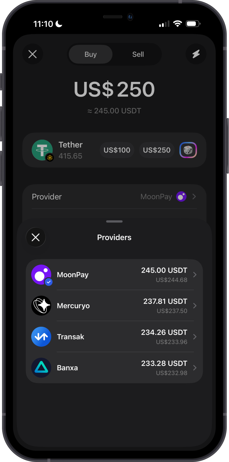 Buy USDT Providers
