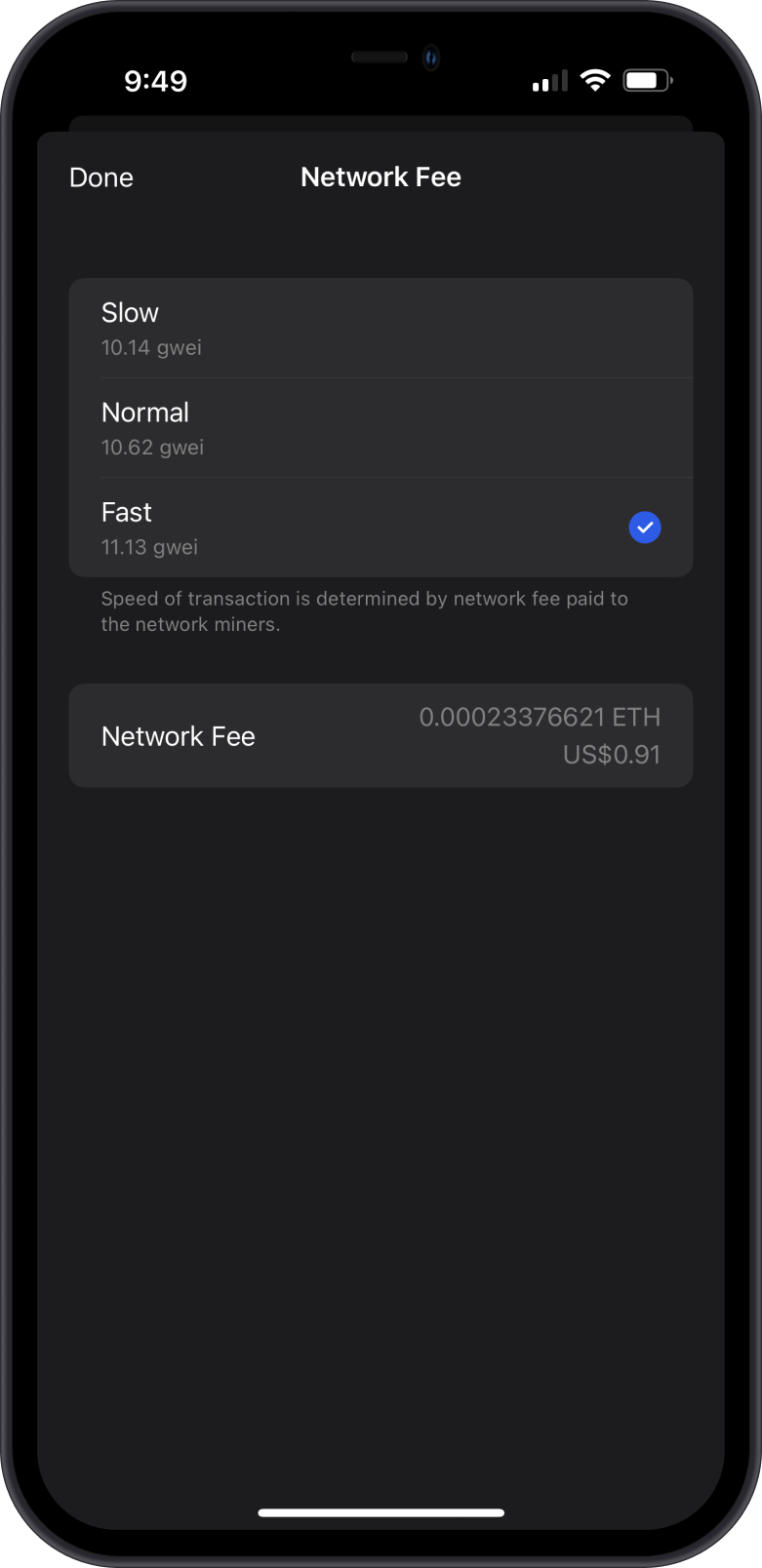 Adjust Network Fee on ETH