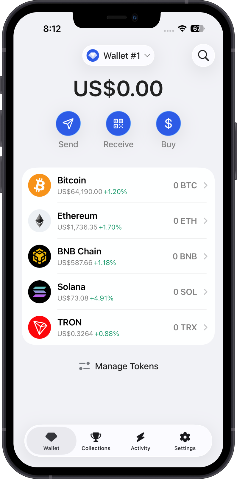 Gem Wallet Main Screen