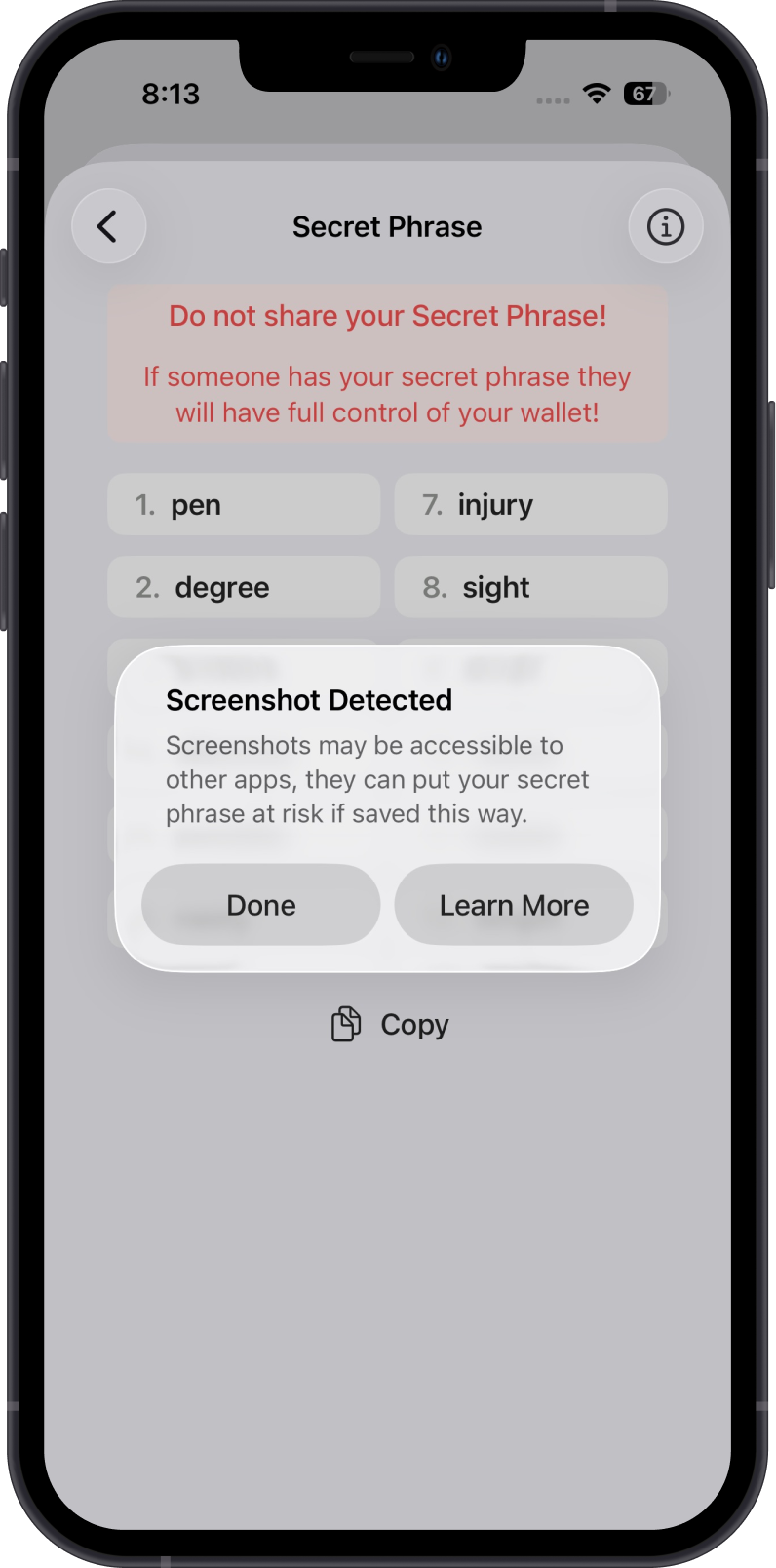 Screenshot Detected Warning