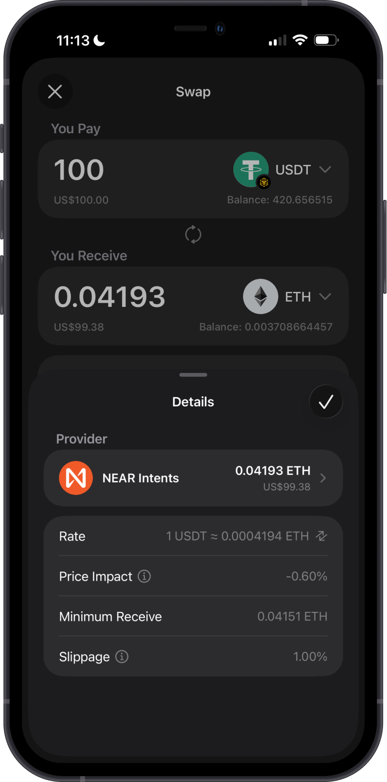 USDT-BEP to ETH Swap