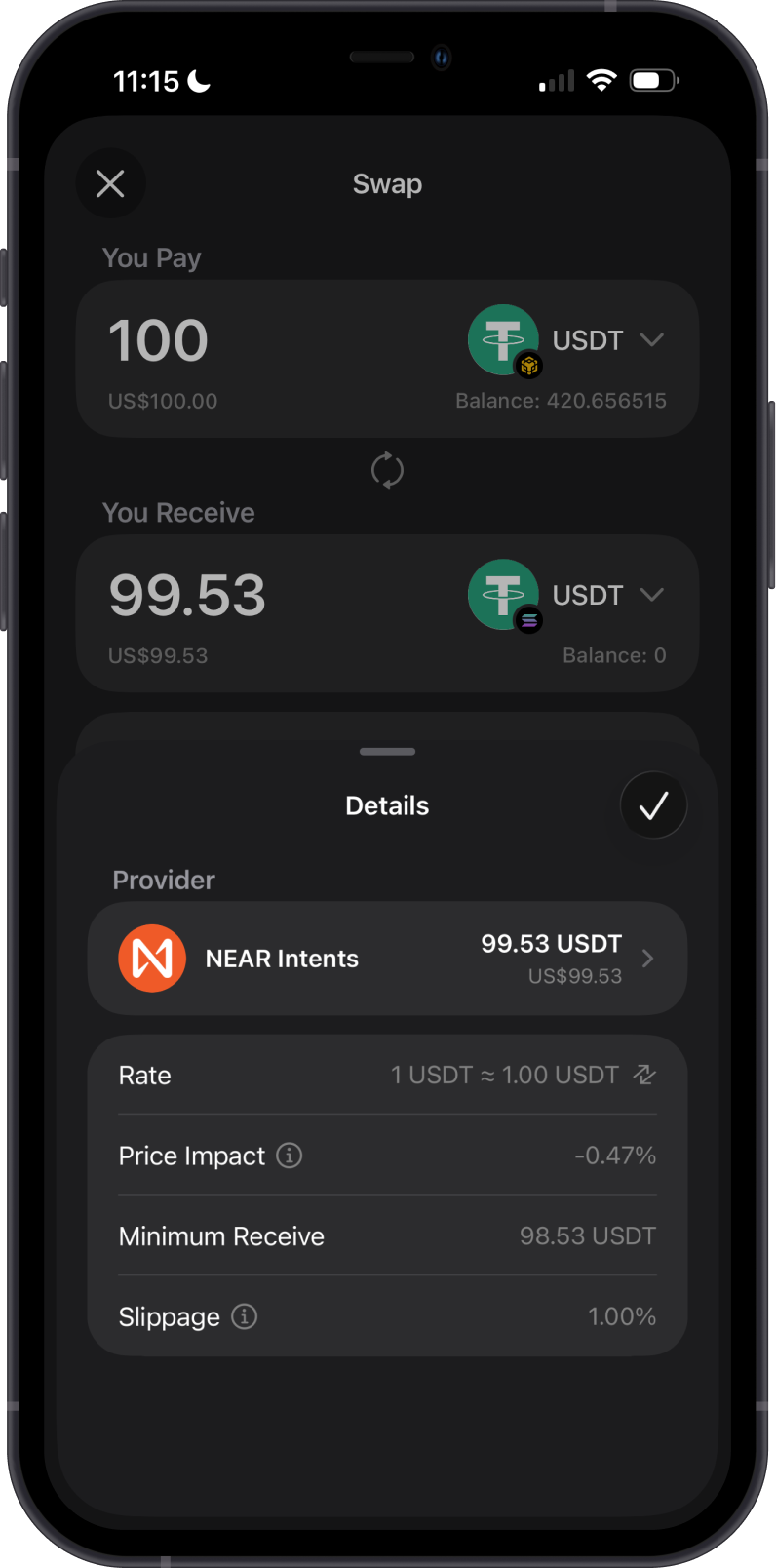 USDT-BEP20 to USDT-SPL Swap