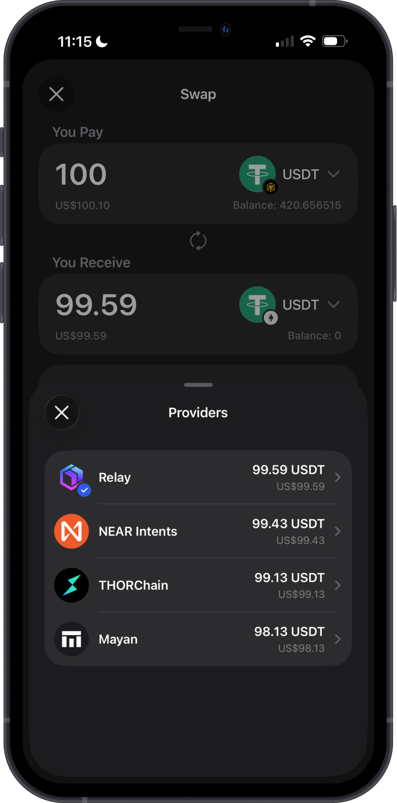 USDT-BEP20 to USDT-ERC20 Swap