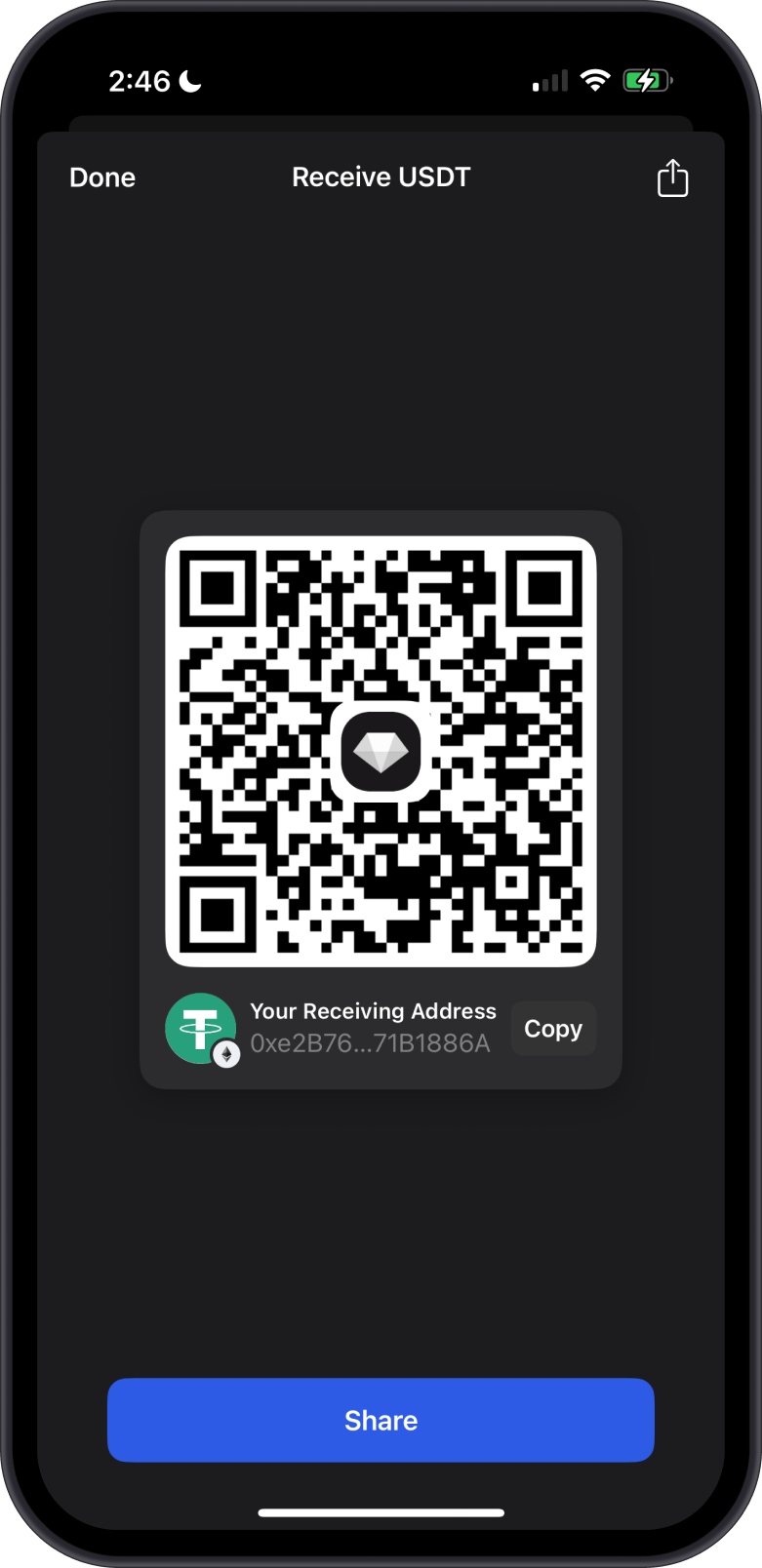 Receive Address USDT TRC20