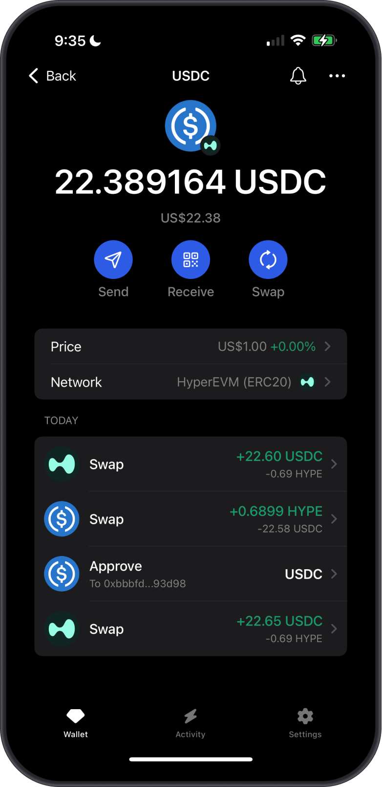 Input HyperEVM Address