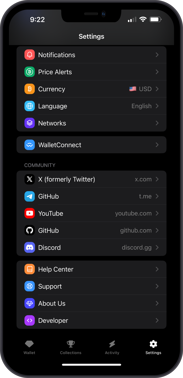 iOS Version Settings Tab