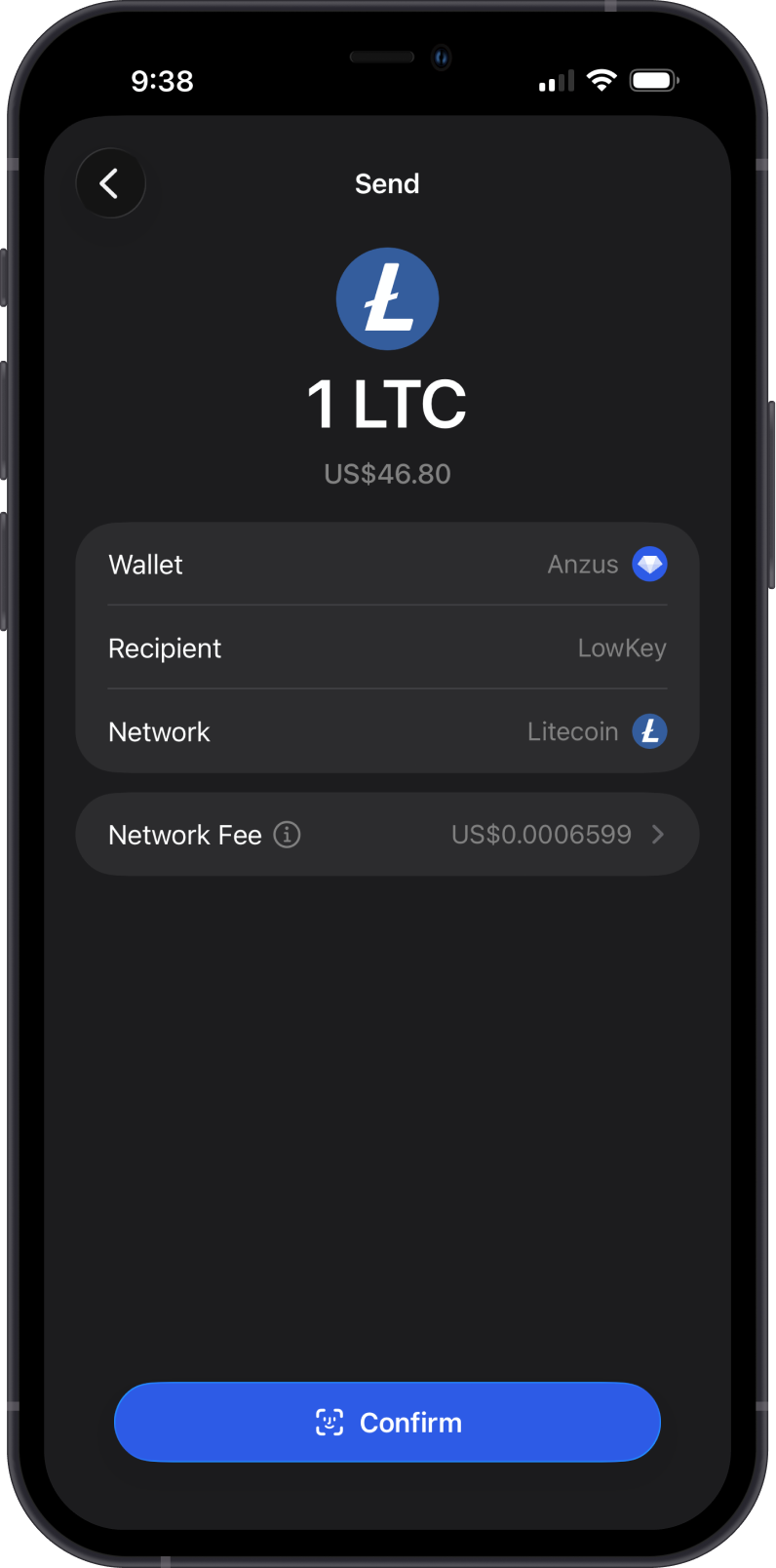 Send LTC on Gem Wallet