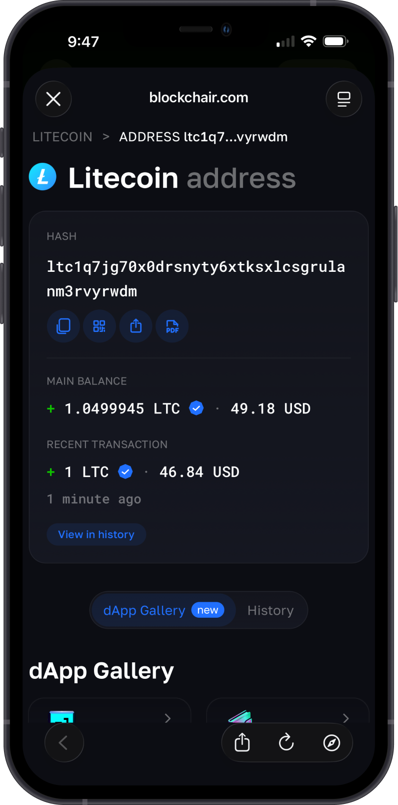 LTC Balance on Blockchair