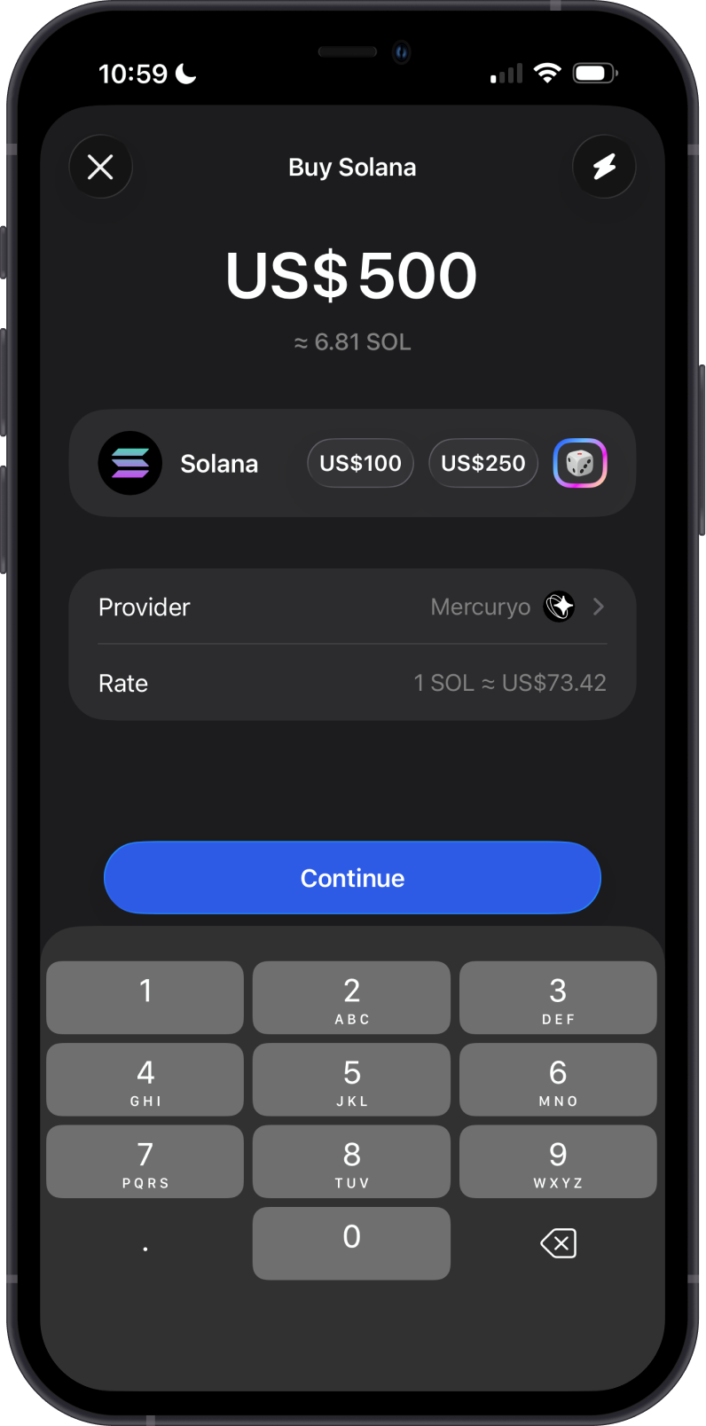 Buy Solana on Mercuryo