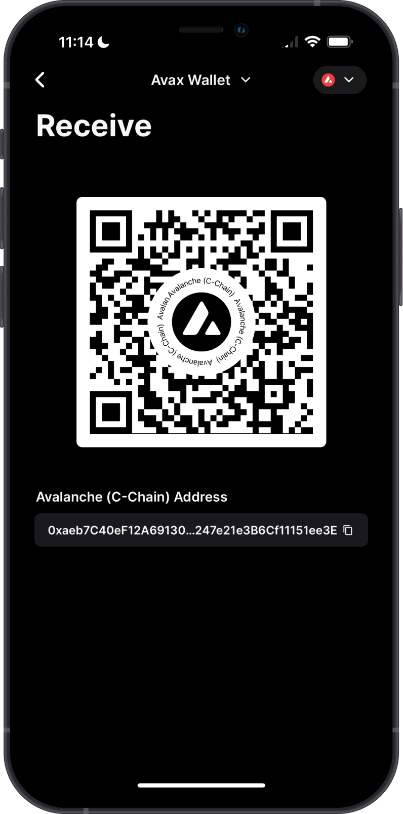 AVAX Address on Core Wallet