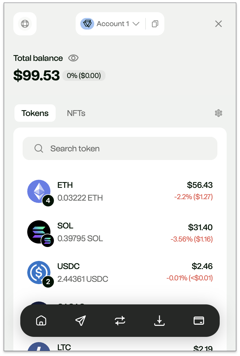 CTRL Wallet account overview