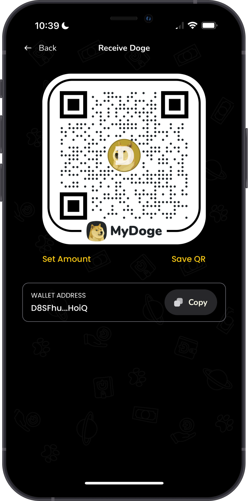 DOGE Address on MyDoge Wallet