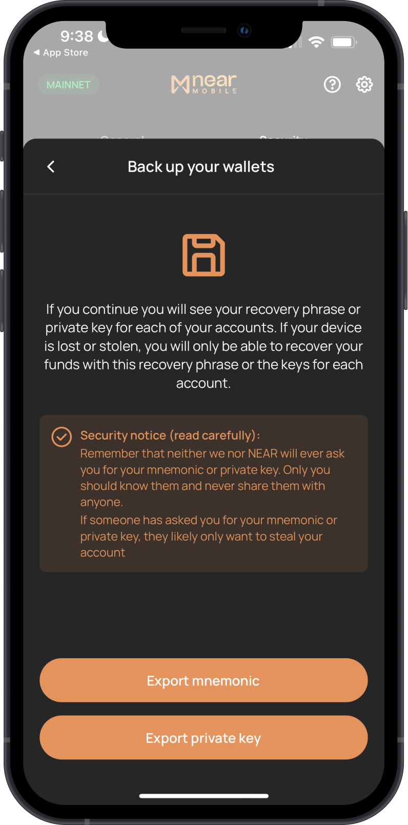 Get Recovery Phrase on Near Wallet