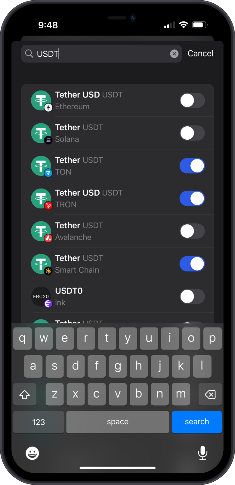 USDT on Different Chains