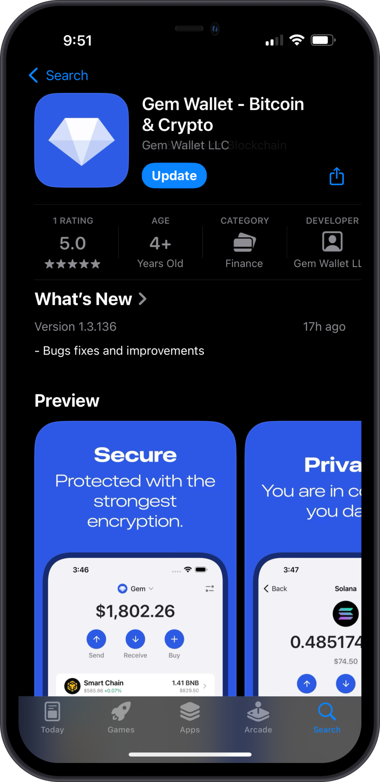 Update Gem Wallet on iOS