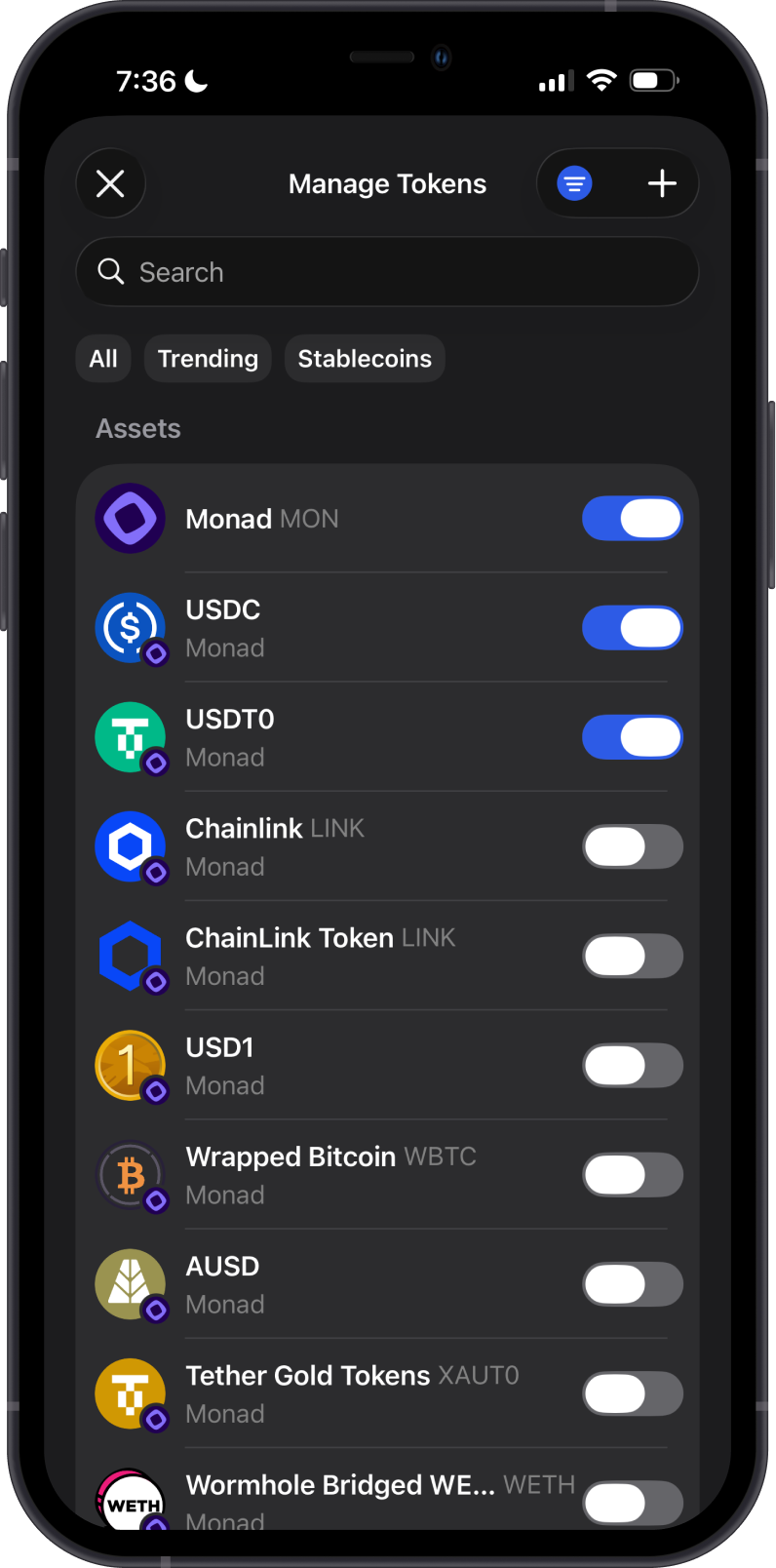 Manage Monad Tokens