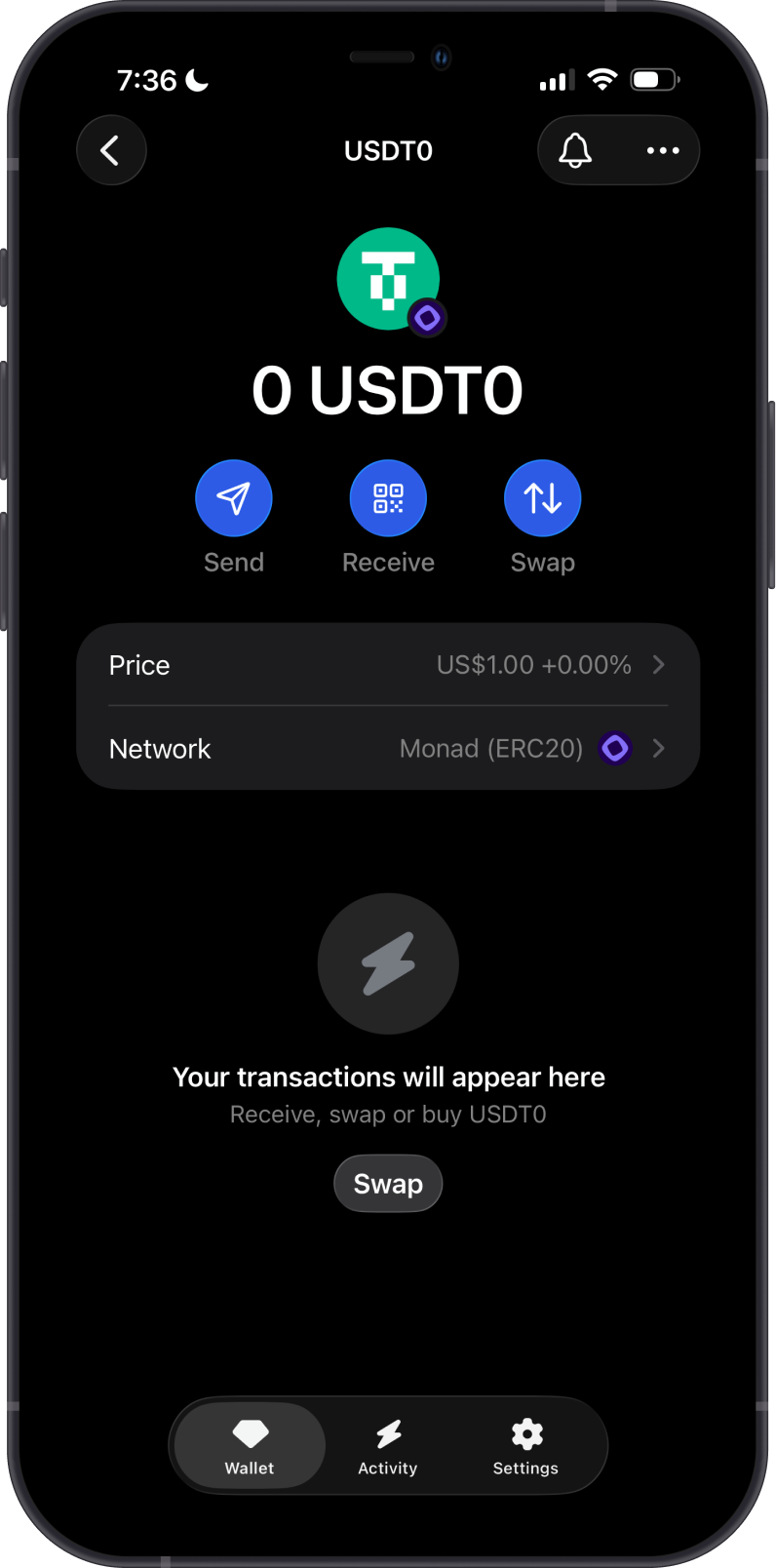 Monad ERC-20 Token on Gem Wallet
