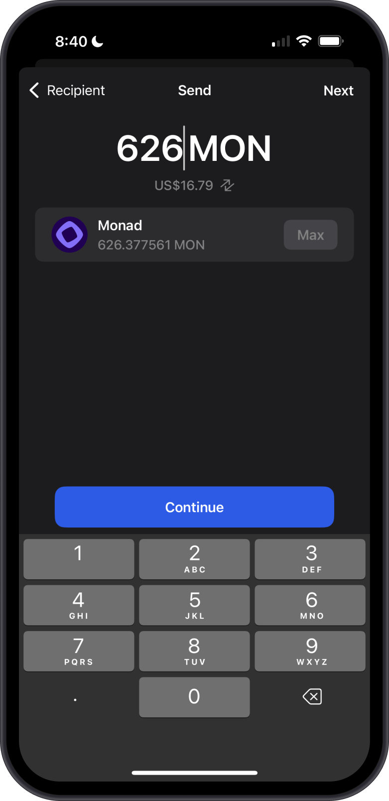 Specify Amount of MON